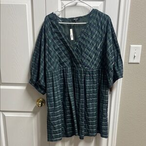 Madewell Green Plaid Tunic Dress